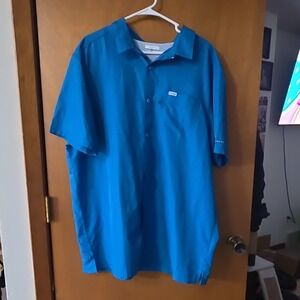 Columbia PFG Omni-Shade Blue XXL Short Sleeve Fishing Shirt UV Protection